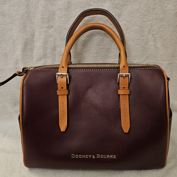 Dooney & Bourke Handbags - Dooney and Bourke Medium Size Deep Red & Tan Leather Purse Excellent Condition